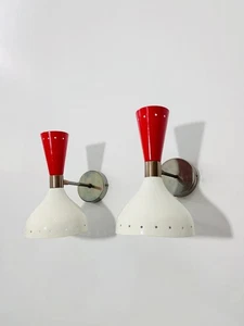 Mid Century Diabolic Brass Wall Sconce Pair Italian Reading Lamp Gift - Picture 1 of 6