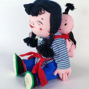 Vintage Micale Stoffpuppe mit Baby Michael Lee "signiert" Neu mit Etikett Hongkong - Bild 1 von 16