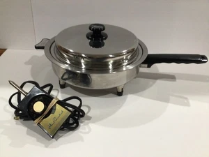Vintage LIFETIME 11" Immersible Electric Stainless Skillet USA Made, FREE SHIP - Picture 1 of 10