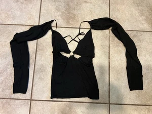 Cult Gaia Kenzie Black Knit Top Open Race Festival Sz S - Picture 1 of 5