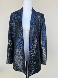 Sussan Sequin Navy Blazer Jacket Size 8 - Picture 1 of 7