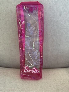 Barbie Mattel Puppe durchsichtig Vinyl Aufbewahrungskoffer rosa Reißverschluss Accessoire Mode Tasche - Bild 1 von 7