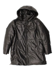 Abrigo acolchado con capucha ZARA para hombre Reino Unido 40 grande negro poliéster BB09 - Imagen 1 de 5