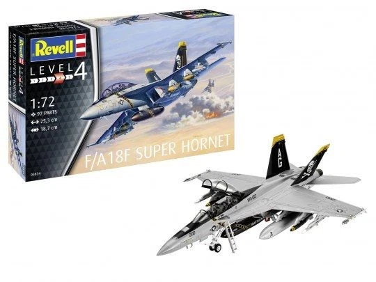 REVELL 63834 MODEL SET F/A-18F SUPER HORNET MODELLO CON ACCESSORI BASE 1/ - Immagine 1 di 1