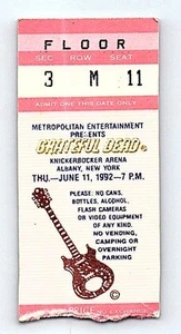 Grateful Dead Mail Order Concert Ticket Stub June 11 1992 Albany New York - Picture 1 of 2