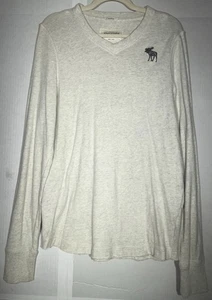 Abercrombie & Fitch Mens SZ L Preppy Ivory Sweater L/S Pullover - Picture 1 of 7