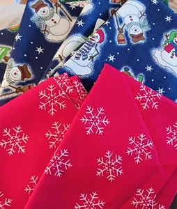 Tiras de tela de algodón 36x12. Árbol de Navidad 6 Piezas Muñeco de Nieve Copos de Nieve Rojo Azul - Imagen 1 de 1