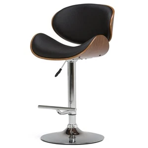 Simpli Home Marana Faux Leather Adjustable Gas Lift Bar Stool in Black - Picture 1 of 7