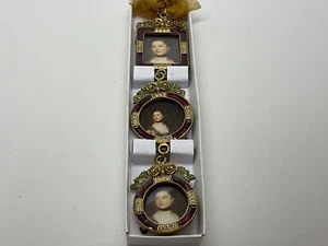 VTG Set (3) Mini Gold Tone Jeweled Enamel Connected Hanging Picture Frames - Picture 1 of 6