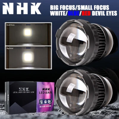 NHK Laser High Beam LED Projector Lens Red/Blue Devil Eyes Headlight H4 H7 9005 - Image 1 of 4