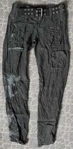 Pete And Greta Womens Sz 4 Cargo Belted Pant Black Eyelet Multi Pocket - Picture 1 of 9