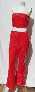 SHEIN Damen rot Wetlook Stiefel Hose + Crop Top Set Gr. US S M (L) sexy Kostüm - Bild 1 von 7