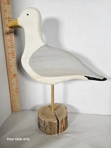 Möwe auf Barsch Strand Maritim 17" handgeschnitzt und handbemalt von Columbine - Bild 1 von 6