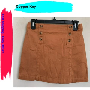 Copper Key Youth Skirt Double Button Design Elastic Waist,Terracott XL. - Picture 1 of 2