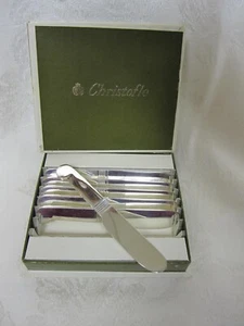 Set Of 6 Vintage Art Deco Christofle Silverplate Butter Pate Spreaders W/ Box - Picture 1 of 7