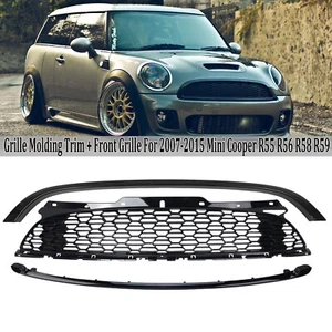 For Mini Cooper S R55 R56 R57 R58 R59 2007-2015 Front Grille + Hood Molding Trim - Picture 1 of 12