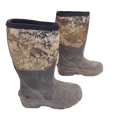 RedHead Strata Camo Utility Waterproof Rubber Boots Steel Shank Youth Size 2 - Image 1 of 4