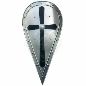 Medieval Shield Armor Larp Warrior Steel Crusader Norman kite shield Halloween - Picture 1 of 5