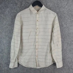 Levi's Shirt Mens Large White Striped Slim Fit Long Seeve Button Up Linen 10703 - Picture 1 of 14