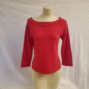 Vintage Women Pink Evelyn Grace Wide Scoop Neck 100% Cashmere Sweater Sze M A162 - Picture 1 of 10