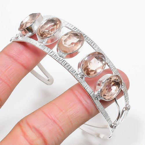 VALENTINO Bracciale Bracciale Bracciale Gemma Pesca Morganite Argento Sterling 925 Regolabile
