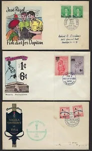 PHILIPPINES 1950s COLLECTION 9 FDCs OF SURCHARGED PROVISIONAL ISSUES ALL W/CACHE - Picture 1 of 3