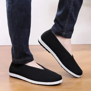 Men’s Traditional Kung Fu Cotton Canvas Shoes, Martial Arts Tai Chi Flats - Picture 1 of 7