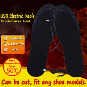 Heated Insoles Foot Warmer Heater USB Heat Boots Shoes Pad Washable Carbon Fiber - Picture 1 of 10