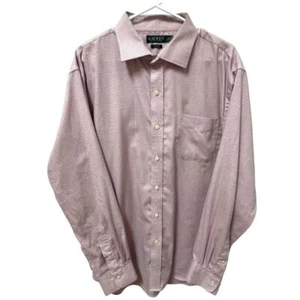 RALPH LAUREN Men’s Pink Gingham Classic Fit Non Iron Dress Shirt 18 36/37 - Picture 1 of 7