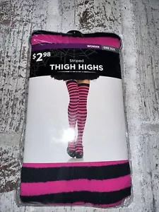 SPIRIT Cosce alte a righe rosa e nere taglia unica - NUOVE IN CONFEZIONE - Foto 1 di 2
