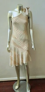 ASYMMETRICAL Y2K ONE SHOULDER FAIRYCORE LAYERING GEOMETRIC PARTY VTG DRESS sz M - Picture 1 of 5