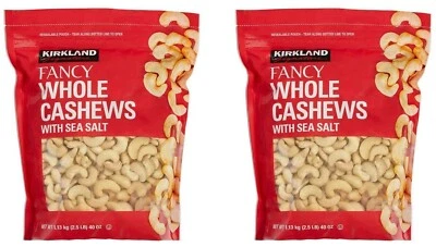 2 Packs Kirkland Signature Whole Fancy Cashew Nuts With Sea Salt 2.5lb Each Pack - Image 1 of 3