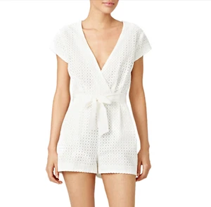 TWELFTH STREET CYNTHIA VINCENT WHITE EMBROIDERED SURPLUS BELT ROMPER Size 2, 4 - Picture 1 of 4