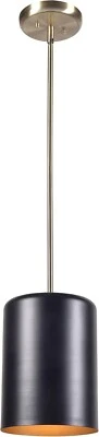 Kenroy 94160BLAB Porter 1 Light Mini Pendants, Small, Black w/ Antique Brass - Image 1 of 2