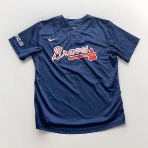 Nike Atlanta Braves Team Uniform Jersey Shirt Boys Medium Blue *READ* - Picture 1 of 10
