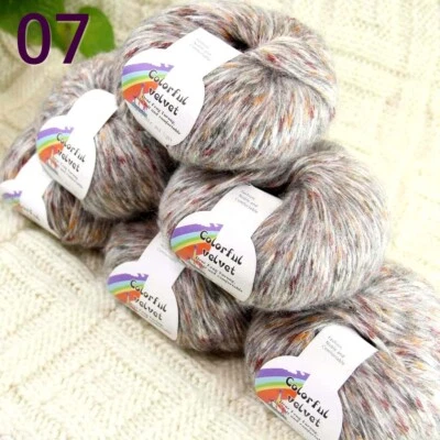 Sale New 6BallsX50g Luxury Soft Colorful Velvet Shawls Hand Knit Crochet Yarn 07 - Image 1 of 4