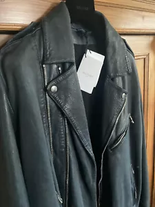 Balmain Mainline Navy-Blue Leather jacket 56 slim fit L-XL - Picture 1 of 17