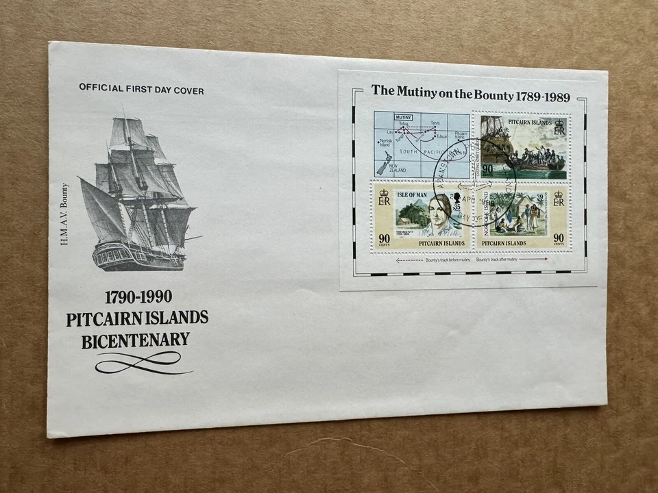 Pitcairn Islands 1989 FDC (78) Pitcairn Bicentenary Spec Sheet #322 +HMAV Bounty - Image 1 of 1