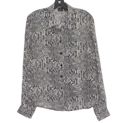 复古 INC Top Silk Snake Y2K 90 年代极简主义小屋商务纽扣黑色 14 — 第 1/4 张图片