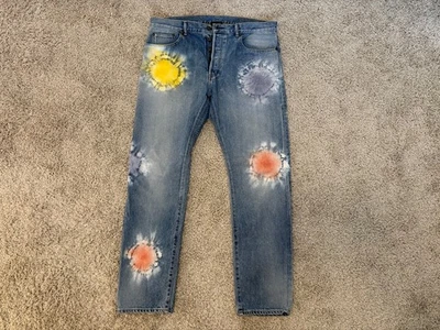Jeans John Elliott The Kane 2 masculino 34 Shibori Bloom botão mosca feito no Japão - Imagem 1 de 4