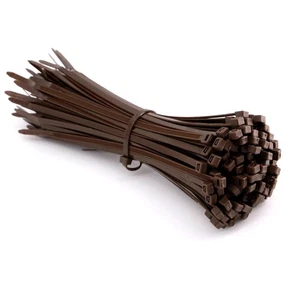 8 Inch Dark Brown Zip Ties 100 Pack, Wood Color Cable Ties UV Resistant Outdo... - Picture 1 of 8