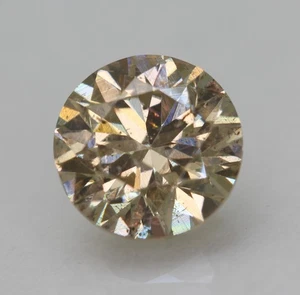 Cert 1.02 Carat Yellow Brown VS1 Round Brilliant Natural Enhanced Diamond 6.31mm - Picture 1 of 4
