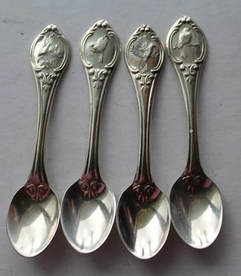 4 cucharas de sal vintage Franklin Mint de plata esterlina State Bird - KY, TN, VA, SC Foto 1 de 4