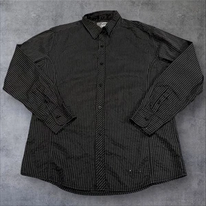 Camisa BKE Para Hombre XXL Calce Estándar Negra Gris Rayas Manga Larga Abotonada - Imagen 1 de 4
