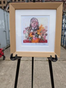 Framed Shani Rhys James MBE Print - Head Behind Flowers - Picture 1 of 4