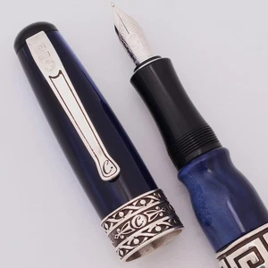 Pluma Estilográfica Curtis Australia Elegance "Llave" - Azul, Borde Esterlina, Med 14k (Nueva) - Imagen 1 de 5