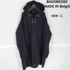 BASISBROEK Oversized Silk Cotton Pullover Parka Navy L Belgium - Picture 1 of 9