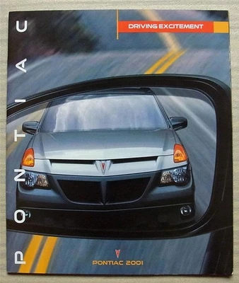 Folheto de vendas de carros PONTIAC 2001 EUA Firebird AZTEK Grand Prix SUNFIRE Montana + - Imagem 1 de 4