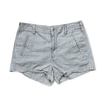Шорты с высокой талией American Eagle синие белые в полоску хлопок женские 4 - Изображение 1 из 4
