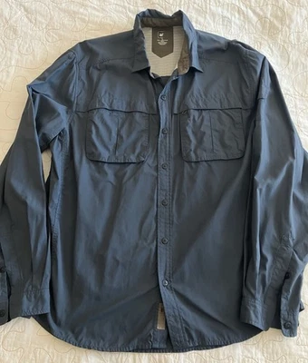 REI Mens Roll & Long Sleeve Button Down Navy Blue Vented Hiking Shirt Large - Image 1 of 4